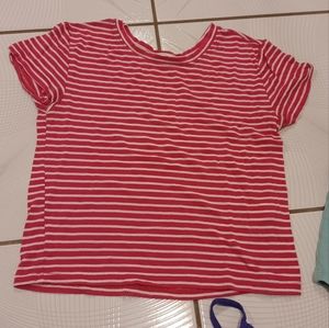 $4 Add-on Pink Striped Tee - Size XS (Youth)
